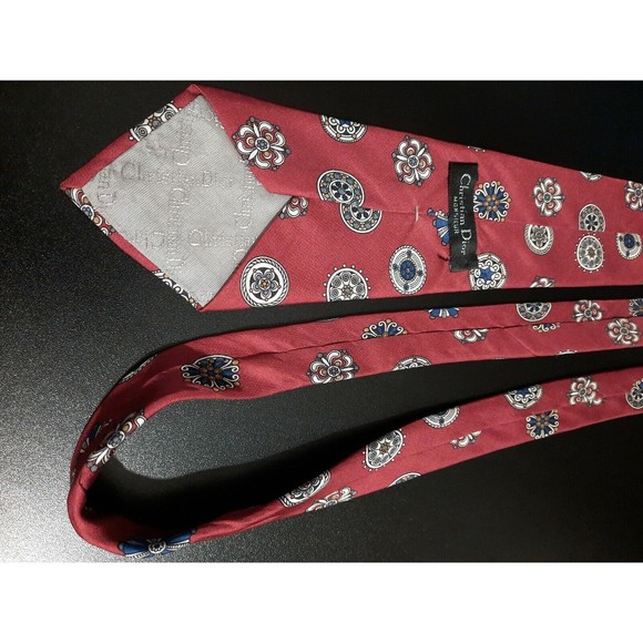 Christian Dior Monsieur Italian Silk Woven Red Tie - Picture 4 of 6